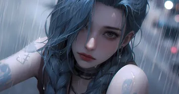 【哲风壁纸】金克斯 雨中美女