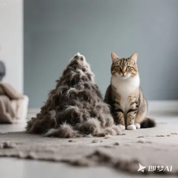 jimeng 2025 07 04 1536 一只猫，旁边是用猫毛堆的小山